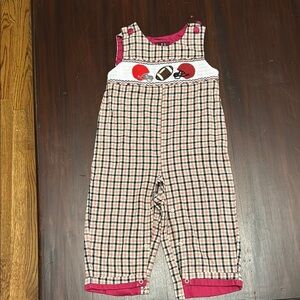 Lil Cactus boys embroidered football overalls size 2T